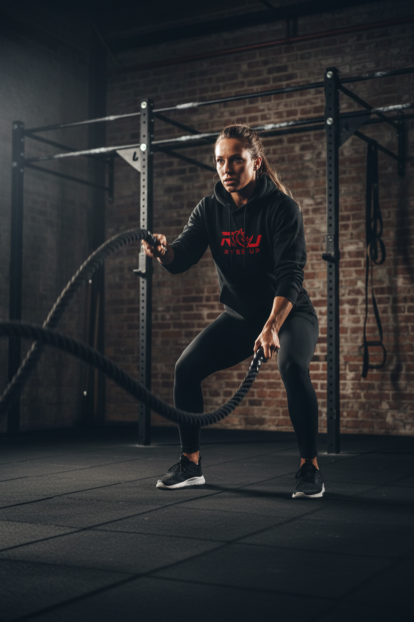 Ryse Up Pullover Hoodie - female battle ropes training lifestyle
